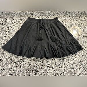 Source Unknown Black Tassel Drawstring Circle Skirt